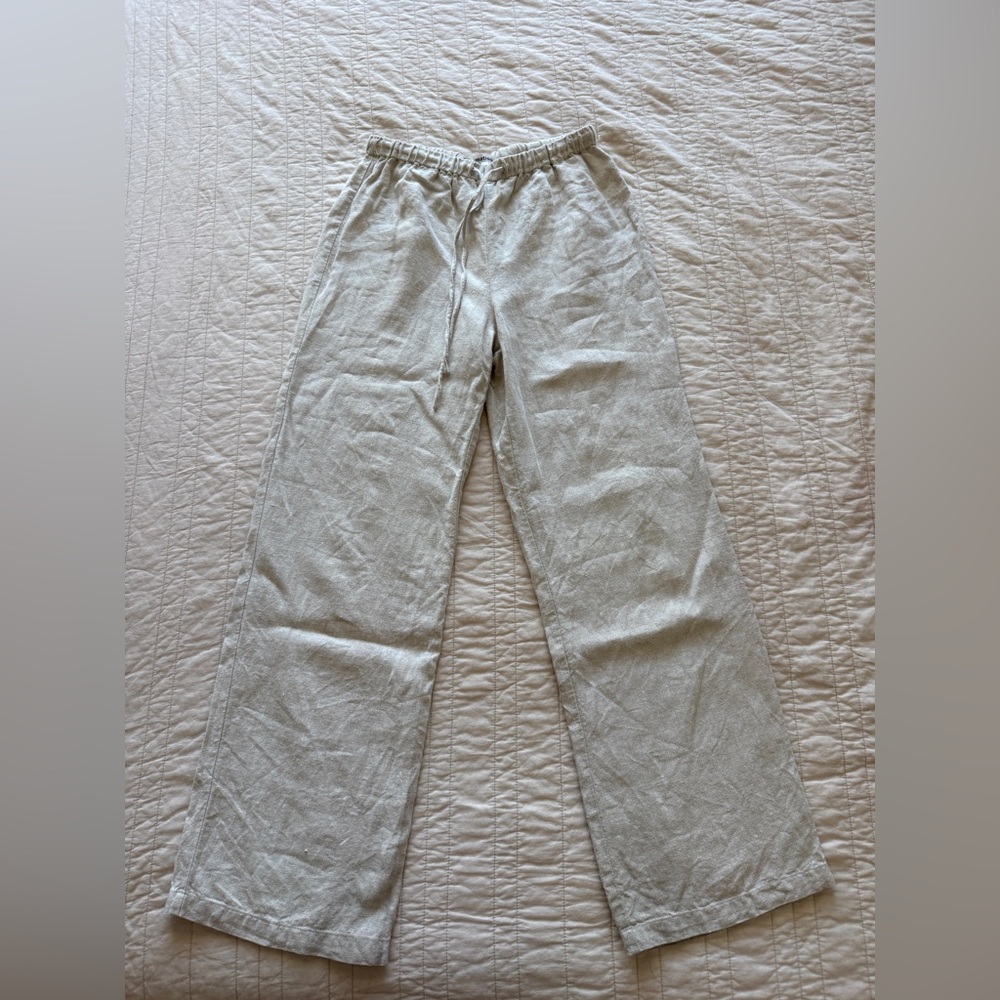 Reformation Olina Linen Pants in Oatmeal